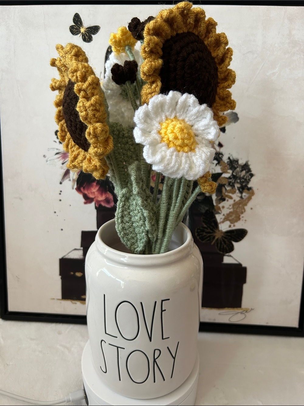 Handmade Crochet Sunflower & Daisy Bouquet - Yellow and White